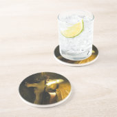 Frau spielt Cello Sandstein Untersetzer (Seite)