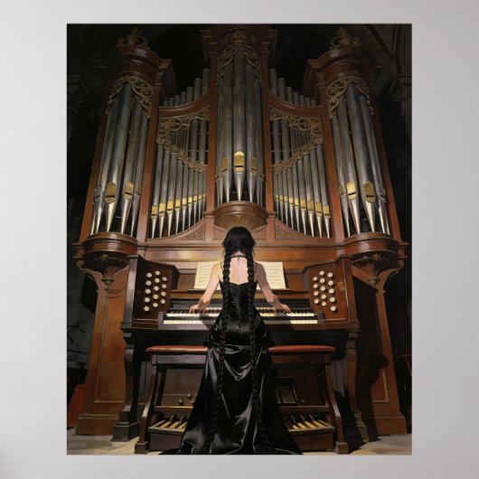 Frau spielt eine große Orgel Poster (Vorne)