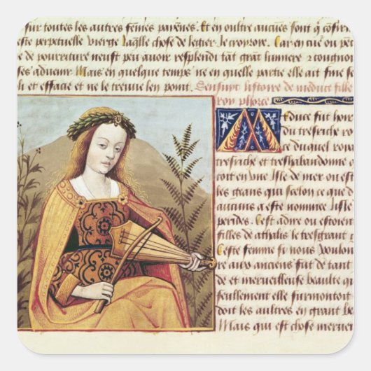 Frau spielt eine Rolle Quadratischer Aufkleber (Vorderseite)