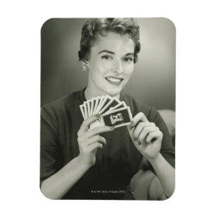 Frau spielt Karten Magnet