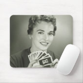 Frau spielt Karten Mousepad (Mit Mouse)