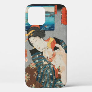 Frau spielt mit Katze Vintage-Japanischer Druck Case-Mate iPhone Hülle