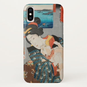Frau spielt mit Katze Vintage-Japanischer Druck Case-Mate iPhone Hülle