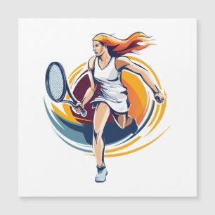 Frau spielt Tennis Magnetkarte