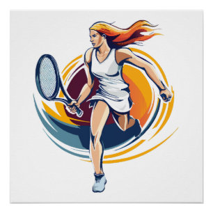 Frau spielt Tennis Poster