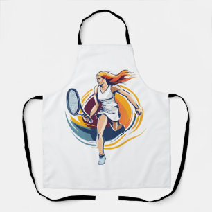 Frau spielt Tennis Schürze