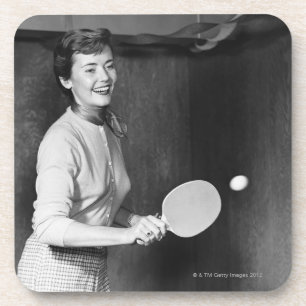 Frau spielt Tischtennis Getränkeuntersetzer