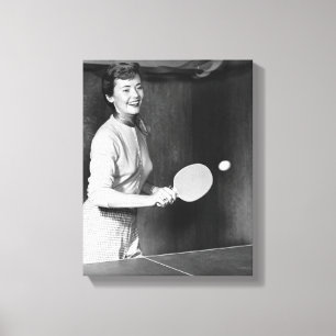 Frau spielt Tischtennis Leinwanddruck