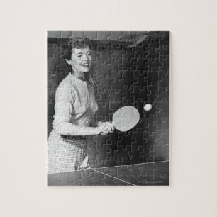 Frau spielt Tischtennis Puzzle