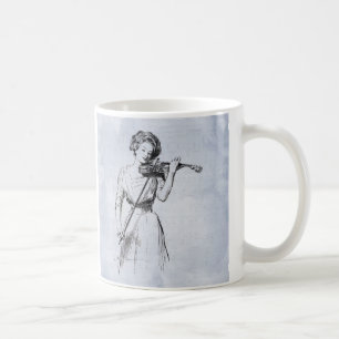 Frau spielt Violine Vintage-Illustration Kaffeetasse