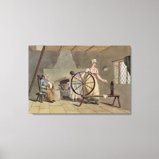 Frau Spinning, aus "Kostüm von Yorkshire" Leinwanddruck (Vorderseite)