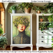 Frau, Spitzbindenblindfold & Blumenkrone EM8 Decou Seidenpapier
