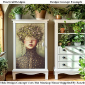Frau, Spitzenblindfold Blumenkrone EM8F Decoupage Seidenpapier
