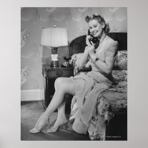Frau spricht am Telefon Poster