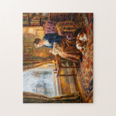 Frau stickt am Fenster mit Cavalier Spaniel Puzzle (Vertikal)
