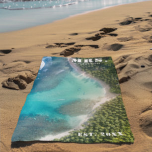 Frau Strand Foto Neuvermählte Braut Personalisiert Strandtuch
