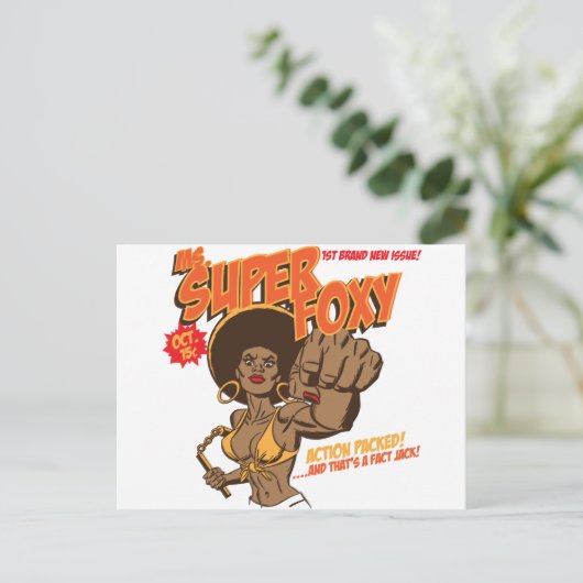 Frau Super Foxy Postkarte (Stehend Vorderseite)
