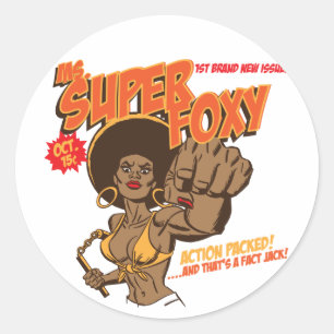 Frau Super Foxy Runder Aufkleber