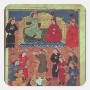 Frau Supp. Pers.Arghan Khan mit zwei seiner Quadratischer Aufkleber