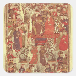 Frau Supp. Pers.Genghis Khan und seine Ehefrau Quadratischer Aufkleber