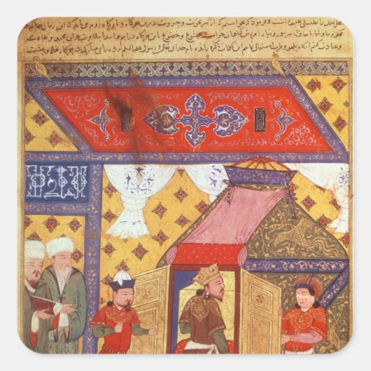 Frau Supp. Pers.Pavillonzelte, von Ghazan errichte Quadratischer Aufkleber (Vorderseite)