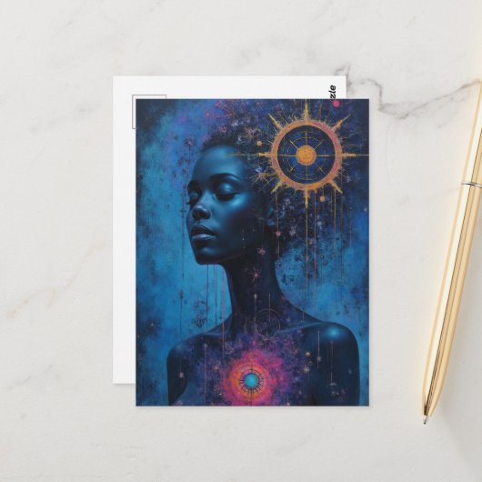 Frau Tarot Postkarte (Vorderseite/Rückseite Beispiel)