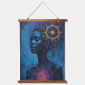 Frau Tarot Wandteppich Mit Holzrahmen (Vorderseite)