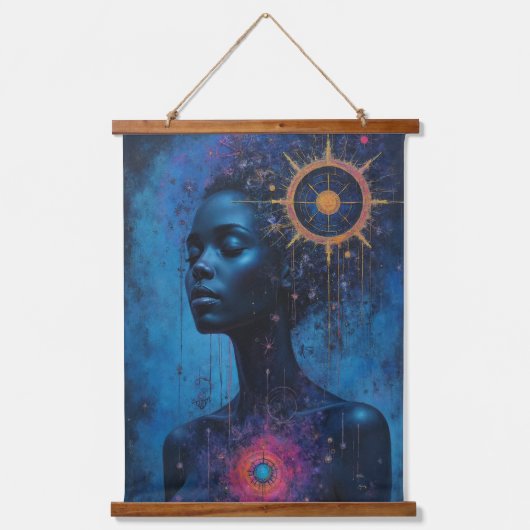 Frau Tarot Wandteppich Mit Holzrahmen (Vorderseite)