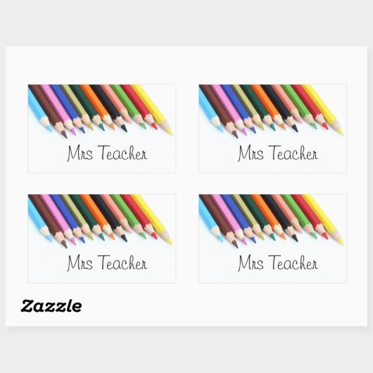 Frau Teacher Farbstifte Rechteckiger Aufkleber (Blatt)