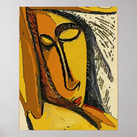 Frau Tellow Face Abstrakt Poster (Vorne)