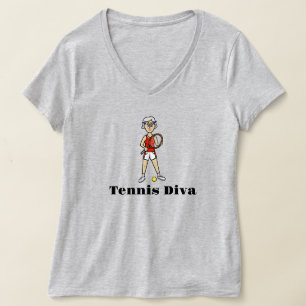Frau Tennis-Diva T-Shirt - Graue Haare