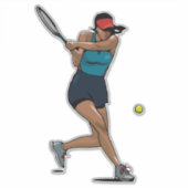 Frau Tennis Player Vinyl Sticker (Vorderseite)