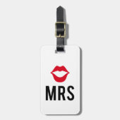 Frau Text mit den roten Lippen, für Paar-T - Gepäckanhänger (Vorderseite vertikal)