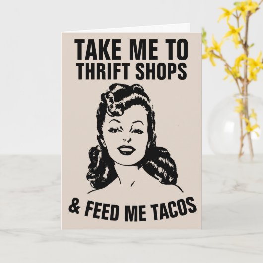 FRAU THRIFT SHOPS & TACOS FUNNCards Karte (Gelbe Blume)