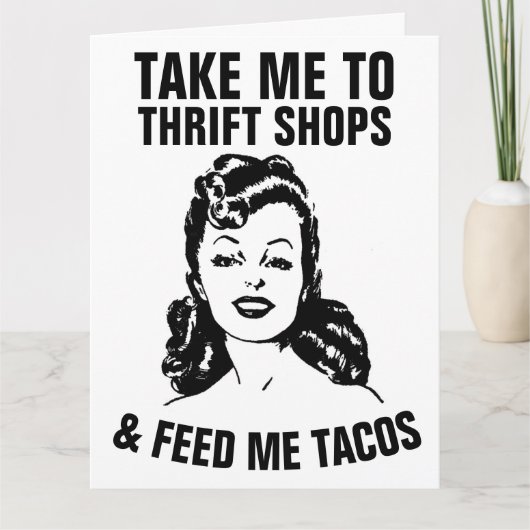 FRAU THRIFT SHOPS & TACOS FUNNCards Karte (Vorderseite)