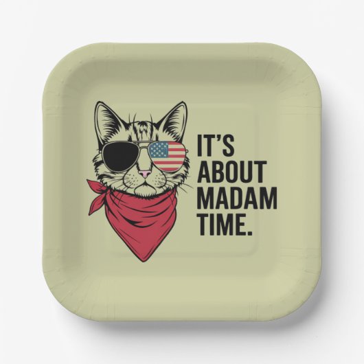 Frau Time President 2024 Kamala Harris DNC Kundgeb Pappteller (Vorderseite)