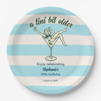 Frau Tini ein bisschen älter Martini Retro 30. Geb Pappteller