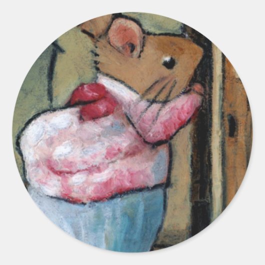Frau TITTLEMOUSE (in Ölpastel) nach B. Potter Runder Aufkleber (Vorderseite)