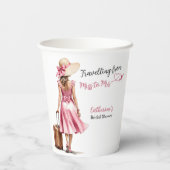 Frau Travel Pink Bow Dress Brautparty Pappbecher (Rückseite)