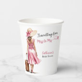 Frau Travel Pink Bow Dress Brautparty Pappbecher (Vorderseite)