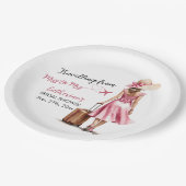 Frau Travel Pink Bow Dress Brautparty Pappteller (Schrägansicht)