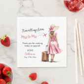 Frau Travel Pink Bow Dress Brautparty Serviette (Beispiel)