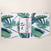 Frau Tropical leaf & typografie Strandtuch (Vorderseite)