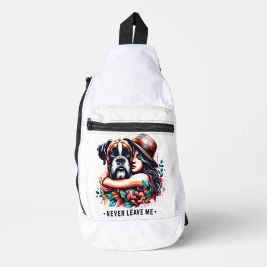 Frau umarmt Bulldog in Hut Crossbody Bag (Vorderseite)
