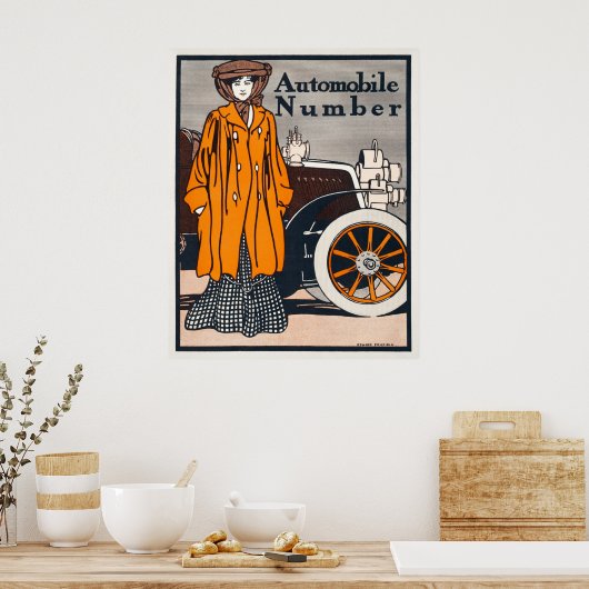Frau und Auto Poster (Küche)