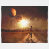 FRAU UND BALOON FLEECEDECKE (Vorderseite (Horizontal))