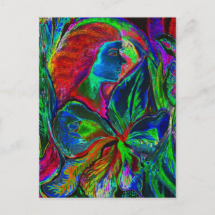 Frau und Blume, tiefe Farben (m4sol) Postkarte
