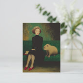 Frau und Capybara auf dem Sofa Postkarte (Stehend Vorderseite)