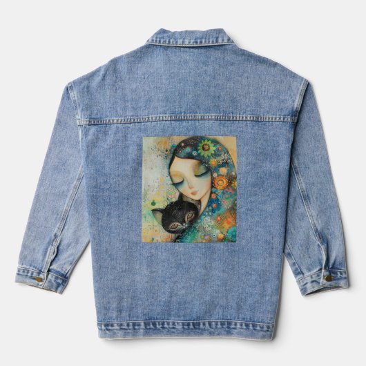 FRAU UND CAT ART DENIM JEAN JACKET JEANSJACKE (Rückseite)
