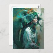 Frau und Elefantin Postkarte (Vorne/Hinten)